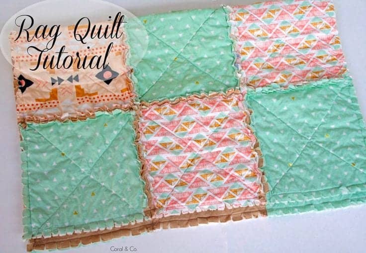 DIY Rag quilt tutorial with a modern touch. Quick and easy quilt made by coral and co.