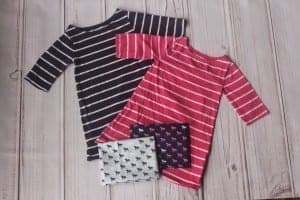 Upcycle T-shirt Dress Pattern and Tutorial. Use coordinating fabric to turn a T-shirt into a little girls dress. Made by Coral and Co.