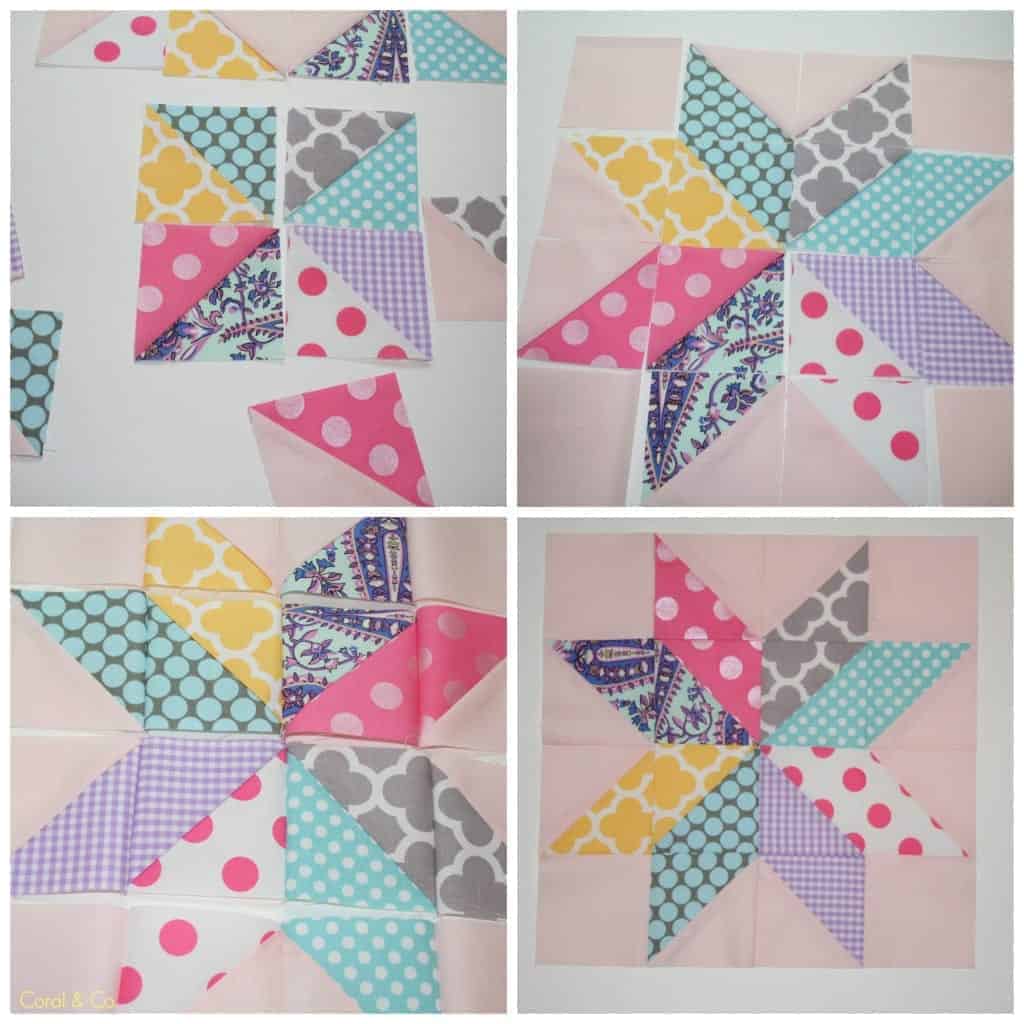 How to sew a starflower quilt block tutorial from Coral and Co. Easy DIY Quilt Block.