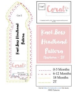 Knotted Bow Headband Pattern and Tutorial. Free Pattern made by Coral and Co. How to sew and adorable knot style bow headband made from knit fabric for baby and toddler. Sizes Newborn - 2T-01