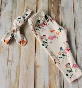 organic knit baby leggings and knot bow headband