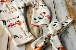 organic knit baby leggings and knot bow headband