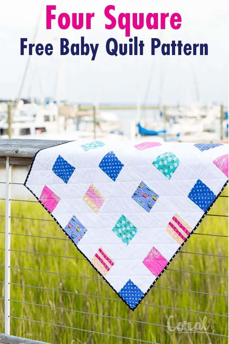 Simple Charm Pack Baby Quilt Pattern - Free Four Square Quilt Pattern