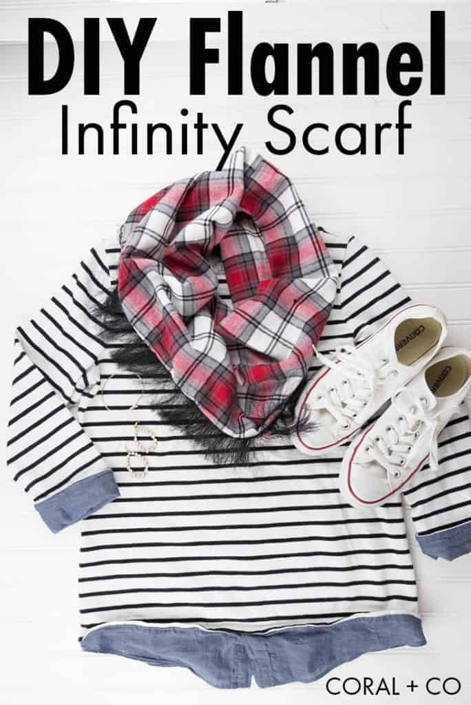 How to Make a DIY Infinity Scarf Tutorial + Flannel Fringed Cowl ...