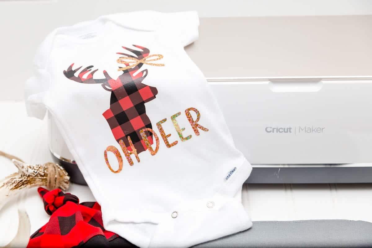 Download Oh Deer Onesie With Cricut Buffalo Plaid Iron On Tutorial Easypress 2