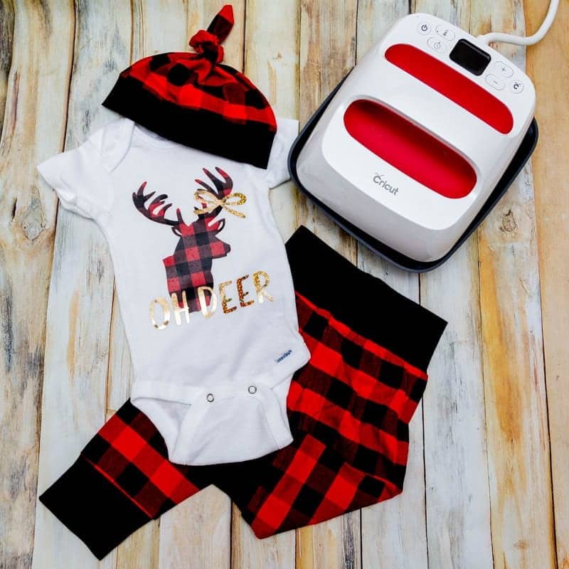 Download Oh Deer Onesie With Cricut Buffalo Plaid Iron On Tutorial Easypress 2