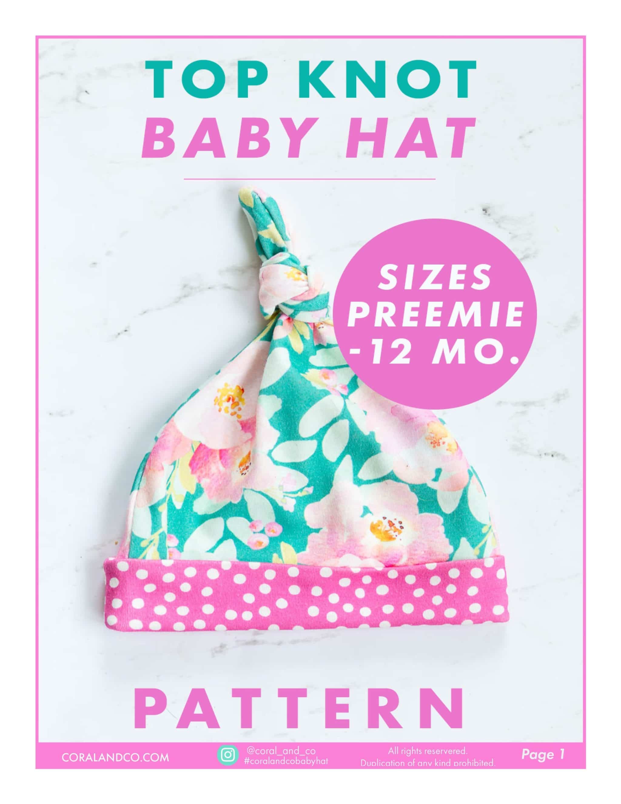FREE Top Knot Baby Hat Sewing Pattern and Tutorial Coral + Co.