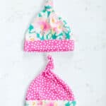 top-knot-baby-hat-pattern-pink-and-green-floral-pring