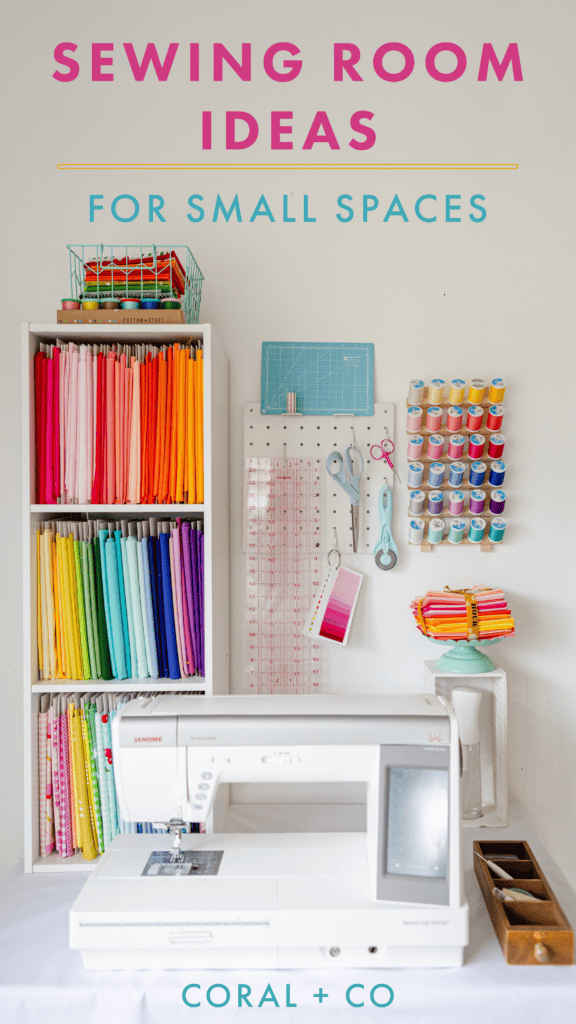 sewing-room-ideas-for-small-spaces-organization-hacks-sewing-machine-on-table-fabric-shelf-behind-notion-pegboard-and-threadrack